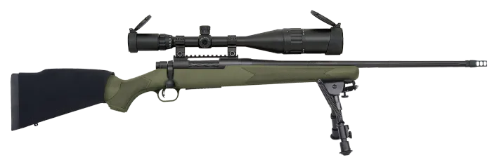 Mossberg 27924 Patriot Night Train .308 Win Bolt Action Rifle with 22" Fluted Barrel, OD Green Synthetic Stock, and 6-24x50mm Scope