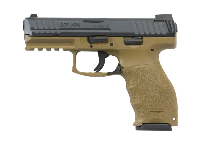 Heckler & Koch VP9 9MM FDE Semi-Automatic Pistol with 4.09" Barrel, Night Sights, 3x10 Round Magazines, and Interchangeable Backstrap & Lateral Grip Plates