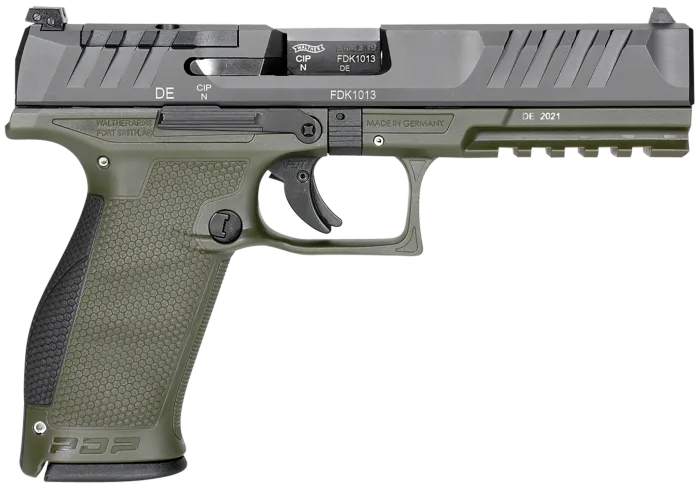 Walther PDP Full Size 9mm, 4.5" Barrel, Optics Ready, Green Polymer Frame, 18 Round Capacity Pistol