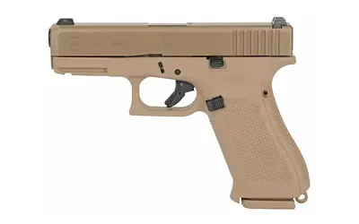 Glock 19X Gen5 Compact Crossover 9mm Luger Pistol with Night Sights, 4.02" Barrel, 10+1 Rounds, Coyote NPVD Finish