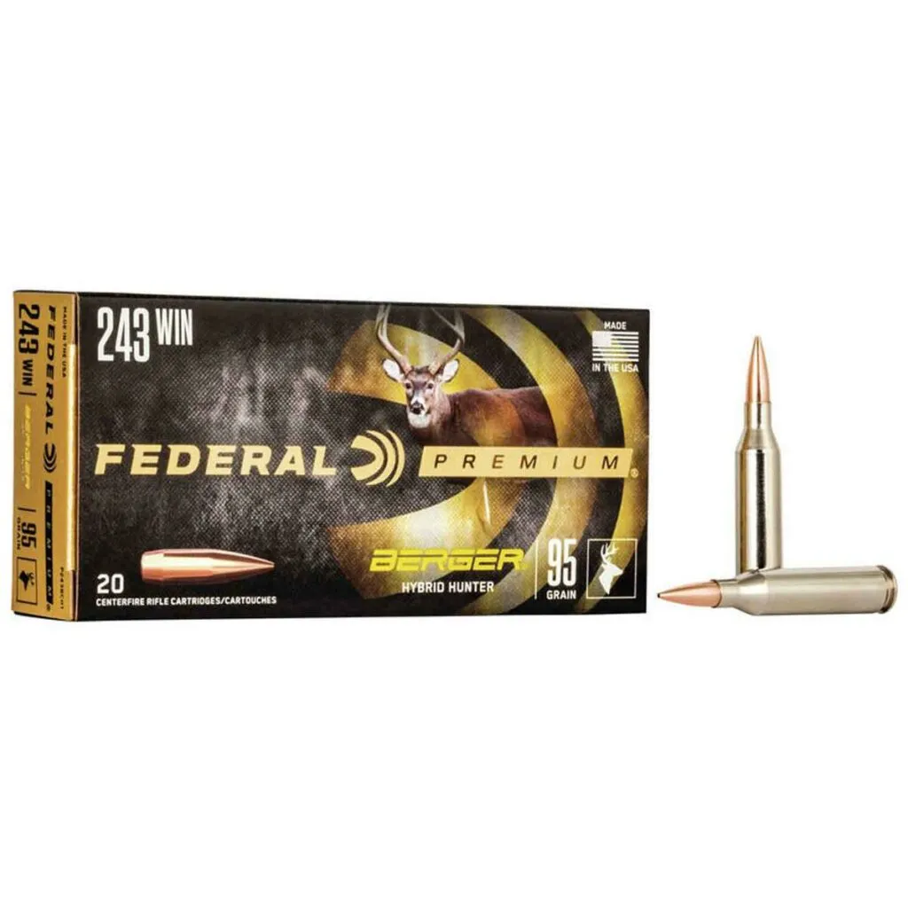Federal Premium 243 Winchester 95gr Berger Hybrid Rifle Ammo