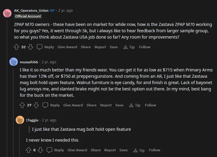 Reddit ZPAP m70 review