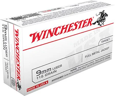 WINCHESTER USA 9MM AMMO 115GR FMJ 50RDS
