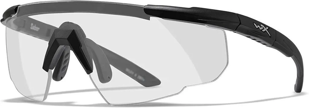 Wiley X Saber Advanced Shooting Glasses, Safety Sunglasses for Men and Women, UV and Eye Protection for Hunting, Fishing, Biking, and Extreme Sports, Matte Black Frames, Clear Lenses, Ballistic Rated