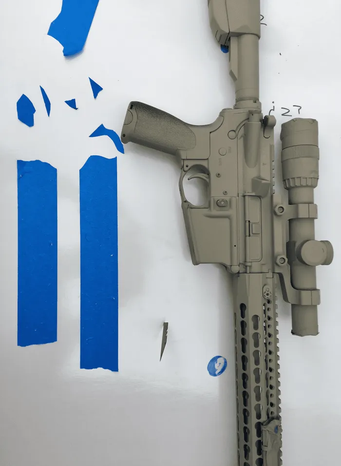 camo ar15 blue duct tape for spray painting