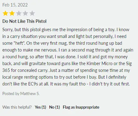 do not like this pistol