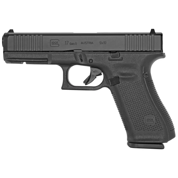 Glock 17 Gen5 9mm Semi-Automatic Pistol with 4.49" Barrel, 17+1 Rounds, Front Serrations, and 3 Magazines - PA175S203