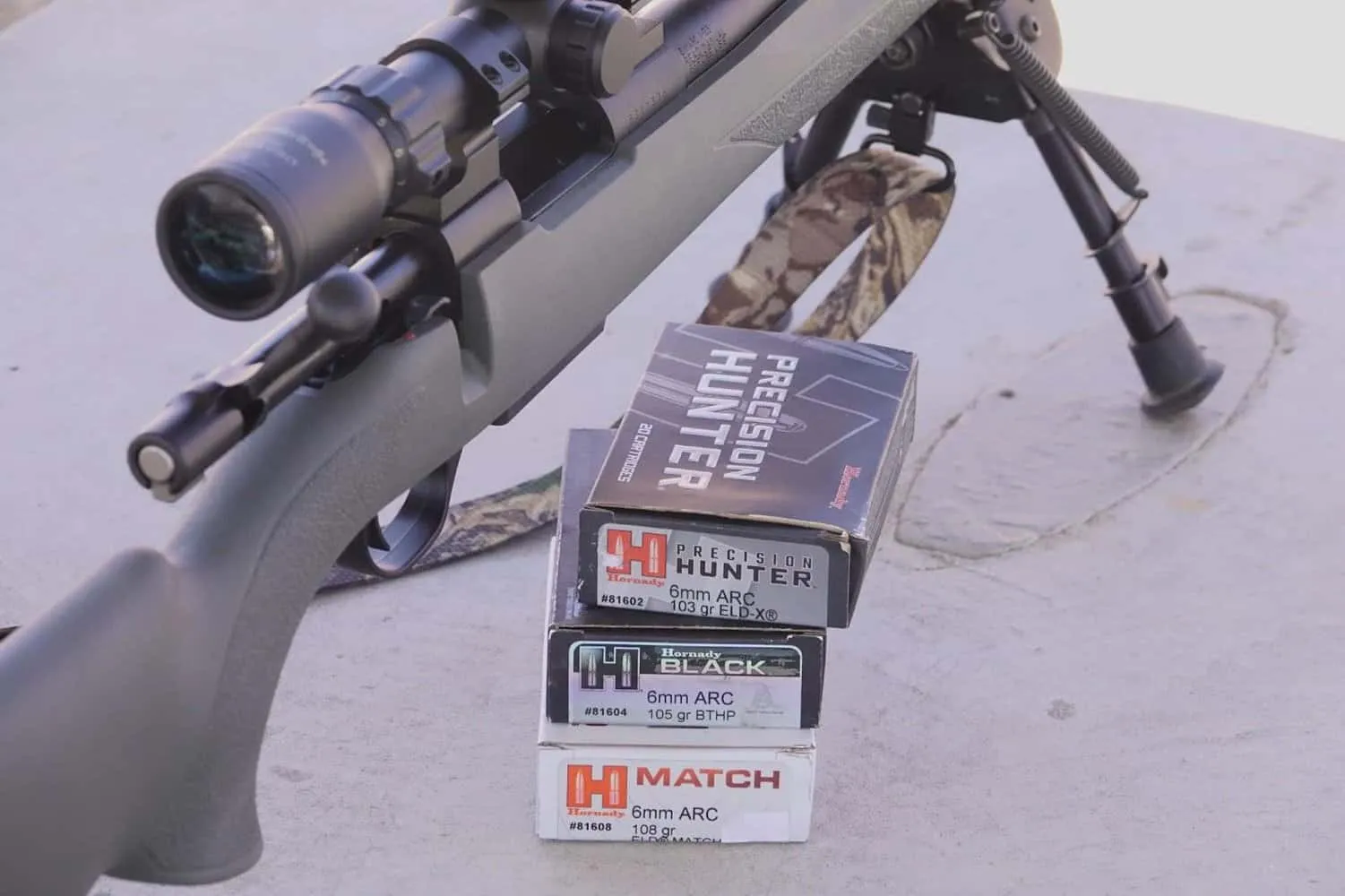 howa mini 6mm arc close up with hornady ammo