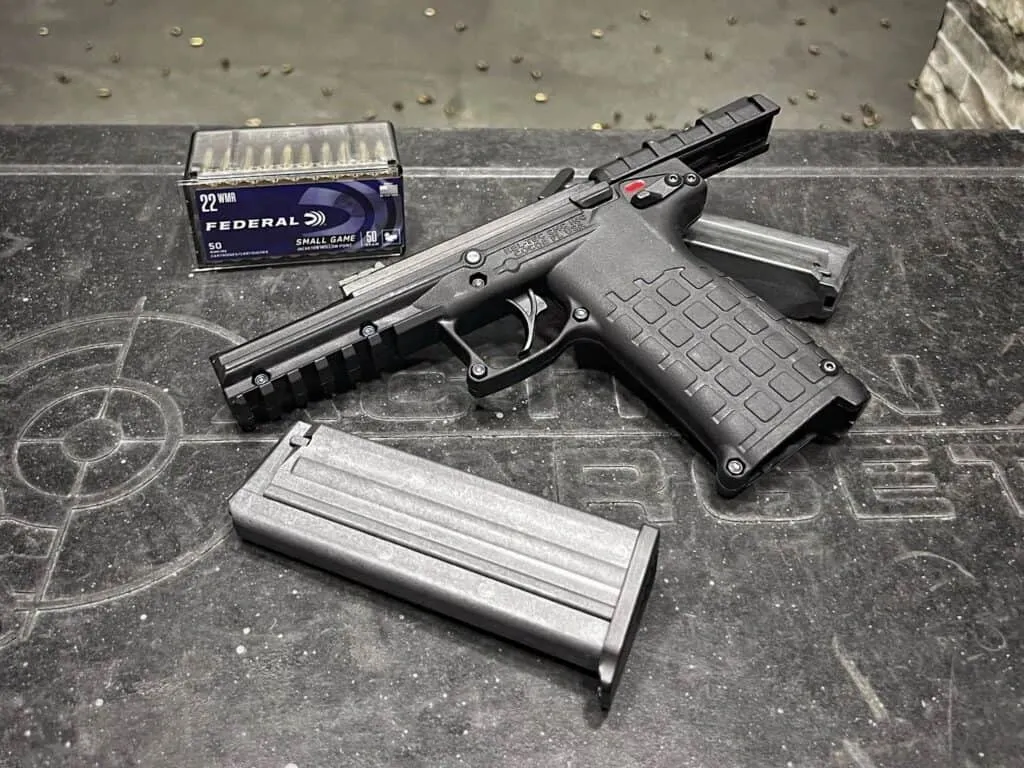 keltec pmr30 with federal ammo and magazine at shooting range