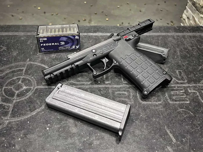 keltec pmr30 with federal ammo and magazine at shooting range