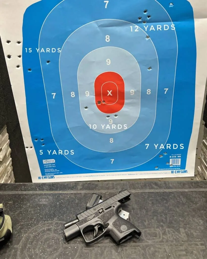 Beretta APX A1 Carry Review at shooting range with groupings