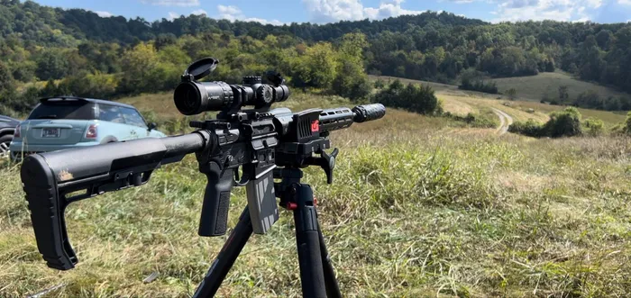 Faxon ION-X rifle equipped with Primary Arms SLX 1-6x24 LPVO and Primary Weapons Systems B.D.E. .556 Suppressor on arrival day