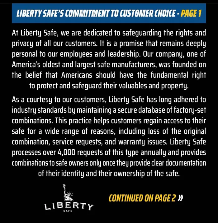 liberty safe response 2 part 1