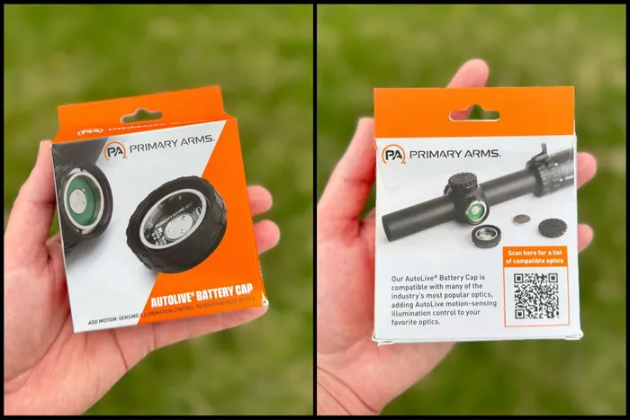 Primary Arms AutoLive Battery Cap packaging