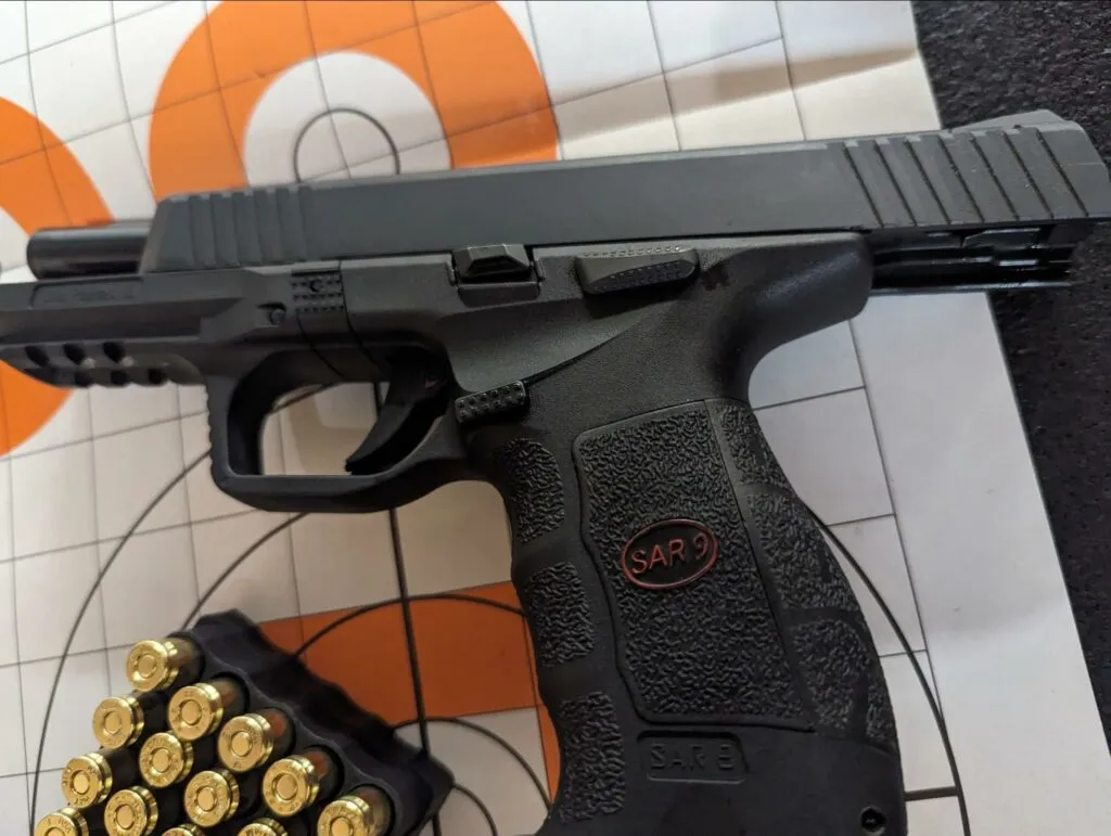 sar 9 review with range targets and ammo
