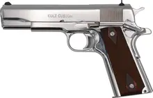 Colt 1911 Government, .45 ACP, 5" Barrel, Bright Stainless Finish, White Dot Sights, 7 Rounds, Redwood Grip - O1070BSTS