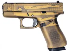 Glock G43X 9mm Subcompact, 3.41" Barrel, 10-Rounds, Battleworn Bronze Distressed Flag