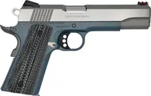 Colt 1911 Competition Series 70 9mm Luger Pistol with 5" Barrel, Blue Titanium/Stainless Steel Finish, and Gray G10 Grips
