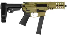 CMMG Banshee 300 Mk17 Semi-Auto 9mm Pistol, 5" BBL, 21+1 Rds, Bazooka Green, Black Nitride, 6 Position Ripbrace Stock, Magpul MOE Grip