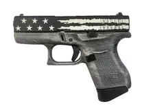 Glock 43 9mm Distressed Black & White Flag Cerakote Subcompact Pistol UI4350204DBF - 6+1 Rounds