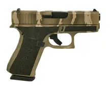 Glock G43X 9MM Tan Tiger Stripe 4in 10RD Pistol with Black Night Sights and Holster