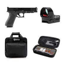 Glock G34 Gen5 MOS 9mm 5.31in Semi-Automatic Pistol with 3x 17rd Mags, Trijicon Suppressor/Optic Height Sights, GritR Multi-Caliber Cleaning Kit, and Soft Black Pistol Case