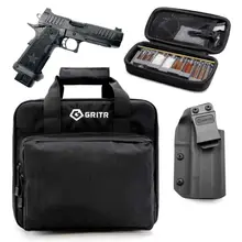STACCATO P 9MM 4.4IN 17RD/20RD DLC DLC OPTIC READY CS FRAME PISTOL WITH GRITR 2011 MODELS IWB RIGHT HAND KYDEX HOLSTER, GRITR MULTI-CALIBER CLEANING KIT AND GRITR SOFT PISTOL CASE