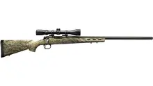 Remington 700 ADL 22-250 Bolt Action Rifle with Scope, 26" Heavy Barrel, 4+1, Synthetic Mossy Oak Brush Stock, Black