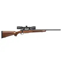 "Mossberg Patriot 243 Winchester Bolt Action Rifle with Vortex Crossfire II 3-9x40 Scope, 22" Fluted Barrel, Walnut Stock, Matte Blued Finish - 27939"