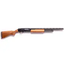 Mossberg 500 Bantam Youth 20 Gauge Pump Action Shotgun with 22" Vent Rib Barrel, Wood Stock, and 5+1 Round Capacity - 54132