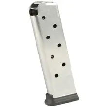 Chip McCormick Railed Power Mag 1911, .45 ACP, 8 Rounds, Stainless Steel with Detachable Black Base Pad