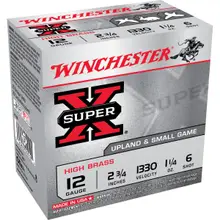 Winchester Super-X High Brass 12 Gauge 2.75" #6 Lead 1.25oz 25 Rounds Ammo