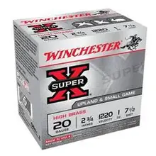 Winchester Super-X High Brass 20 Gauge 2.75" 1 oz 7.5 Shot Ammo, 25/Box