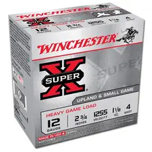 WINCHESTER SUPER X HEAVY GAME 12 GAUGE SHOTSHELL 25 ROUNDS 2 3/4" #4 LEAD 1 1/8 OUNCE