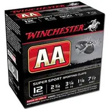 Winchester 12GA AA Super Sport 2.75" 1 1/8oz #7.5 Lead Shotshell Ammunition, 25/250 Rounds