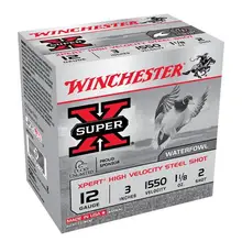 Winchester Super X High Velocity 12 Gauge 3" 1 1/8 oz #2 Shot Ammo, 25 Rounds - WEX1232