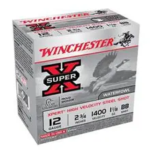 Winchester Super-X Expert High Velocity 12 Gauge 2.75" BB Steel Ammo, 1.125 Ounce, 25 Rounds - WEX12HBB