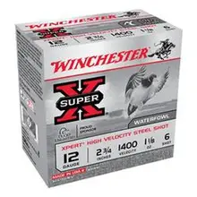 Winchester Super-X 12 Gauge 2.75" #6 Steel Ammo, 1.125oz, 1400FPS, 25/Box