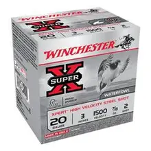 Winchester Super-X Xpert High Velocity 20 Gauge 3" 7/8 oz #2 Steel Shot Ammo, 1500 FPS, WEX2032 - Case of 250 Rounds