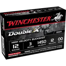 Winchester Double-X High Velocity 12GA 3" 00 Buckshot 12 Pellets Ammunition - 5 Rounds