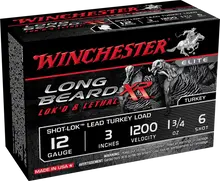 Winchester Long Beard XR Shot-Lok 12 Gauge 3" 1 3/4 oz 1200 FPS #6 Shot 10 Round Box
