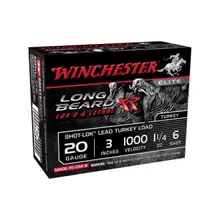 WINCHESTER LONG BEARD XR 20 GAUGE SHOTSHELL 100 ROUNDS 3" #6 PLATED LEAD 1 1/4 OUNCE STLB2036