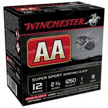Winchester AA Sporting Clay 12 Gauge 2-3/4" 1 oz #8 Shotshell 25/250