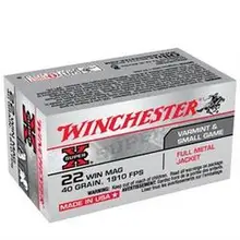 Winchester Super X .22 WMR 40gr FMJ Ammunition - 50 Rounds