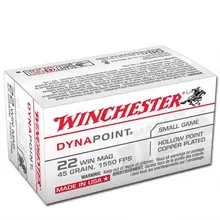 Winchester Dynapoint .22 WMR 45 Grain Copper Plated Hollow Point Ammo, 50 Rounds - USA22M