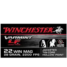 Winchester Varmint LF .22 WMR Lead Free Ammunition, 25 Grain Polymer Tip, 50 Rounds - X22MHLF