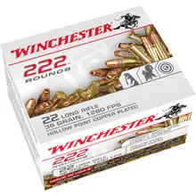 WINCHESTER .22LR AMMUNITION 36 GRAIN COPPER PLATED HOLLOW POINT 1280 FPS