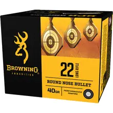 Browning BPR Performance .22 LR Ammunition, 40 Grain Lead Round Nose, 1255 FPS, 400 Rounds