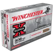 Winchester Super-X .308 Winchester Ammo, 180 Grain Power-Point, 20 Rounds - X3086