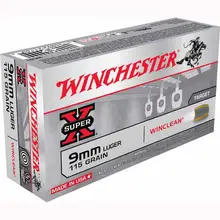 Winchester Super-X WinClean 9mm Luger Ammo, 115 Grains, Brass Enclosed Base, 50 Rounds - WC91